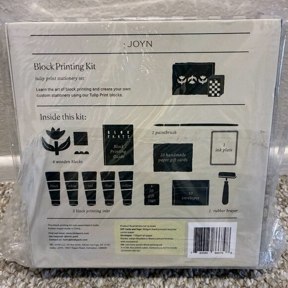 *NWT* Joyn Block Printing Kit - Tulip Print Stationery Set - Picture 2 of 2